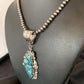 Men's Navajo Blue Spiderweb Turquoise Pendant Necklace | Sterling Silver | Authentic Native American Handmade | 10661
