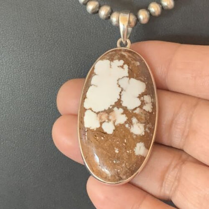 Navajo Wild Horse Turquoise Necklace Pendant | Sterling Silver | Authentic Native American Handmade | 12732
