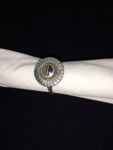 Navajo Women's Black Onyx & Tiger's Eye Pearl Ring | Authentic Native American Sterling Silver | Multi-Stone | Sz 6 | 1740