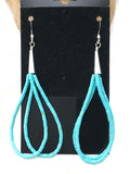 Native American Blue Turquoise Heishi Dangle Earrings | Liquid Sterling Silver | 4372