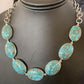 Navajo Blue Mojave Turquoise Pendant Necklace | Sterling Silver | 18" | Authentic Native American Handmade | 11635