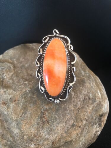Men's Navajo Spiny Oyster Ring | Sterling Silver | Sz 8.5 | Authentic Native American Handmade | 8150