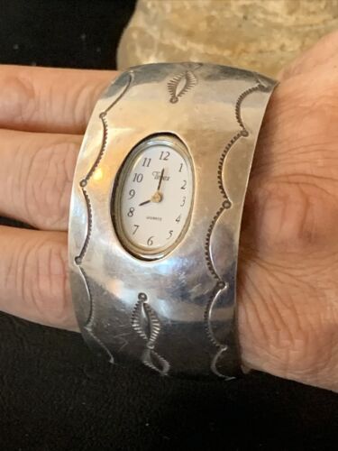 Authentic Navajo Sterling Silver Watch Tips Bracelet | Old Pawn Stamped | Native American Jewelry | 1458