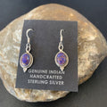Navajo Purple Turquoise Dangle Inlay Earrings | Sterling Silver | Authentic Native American Handmade | 12683