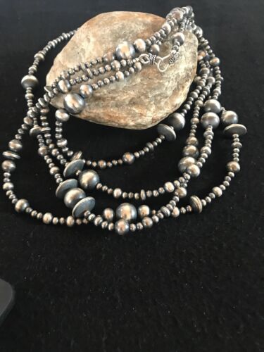 Sterling Silver Navajo Pearls Necklace | 70" | Native American | Southwestern Jewelry | 8503