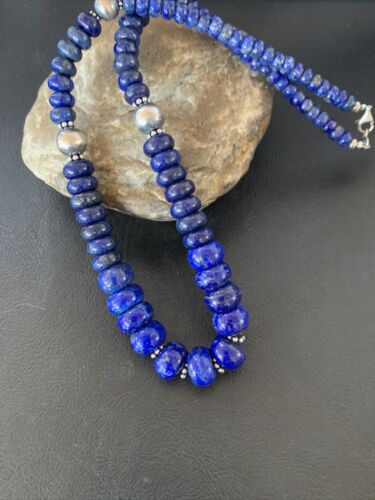 Navajo Lapis Lazuli Graduated Necklace | Sterling Silver | Authentic Native American | 18" | 11802