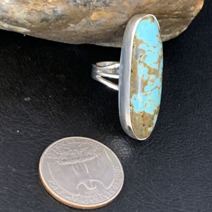 Native American Blue #8 Turquoise Navajo Ring | Sterling Silver | Sz 5.5 | 14016