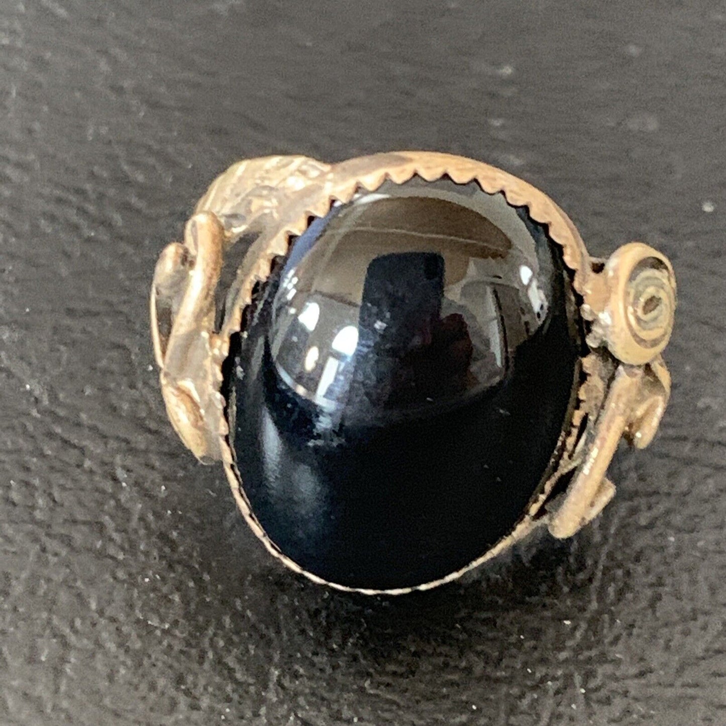 Native American Old Pawn Navajo Black Onyx Ring | Sterling Silver | Sz 9.5 | 11952