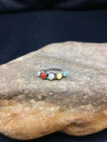 Southwestern Zuni Multi-Stone Ring | Blue Opal Coral Turquoise | Authentic Native American Sterling Silver | Multi-Stone | Sz 5.5 | 9000