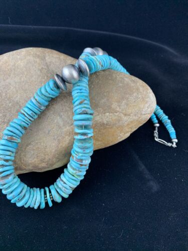 Navajo Graduated Turquoise Necklace | Sterling Silver | Authentic Native American | 18" | 1725