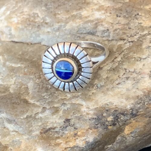 Native American Women's Navajo Blue Lapis Sugilite Inlay Ring | Sz 7 | 11200