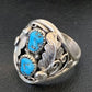 Navajo Blue Kingman Turquoise Feather Ring | Authentic Native American Sterling Silver | Multi-Stone | Sz 11.5 | 12222