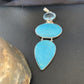 Navajo Blue Topaz Turquoise Multi-Stone Pendant | Authentic Native American Sterling Silver | 3.5" | 12023