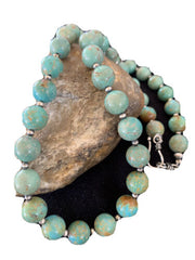 Native American Navajo Pearls Royston Turquoise Necklace | Sterling Silver | 20" | 1379
