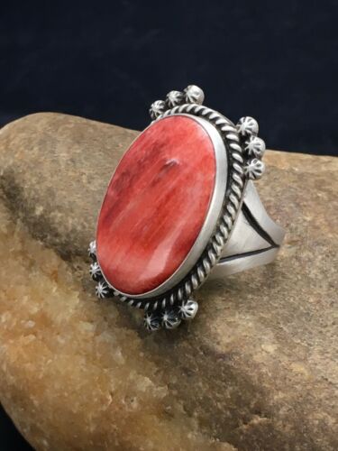 Navajo Spiny Oyster Ring | Sterling Silver | Sz 10.75 | Authentic Native American Handmade | 3050