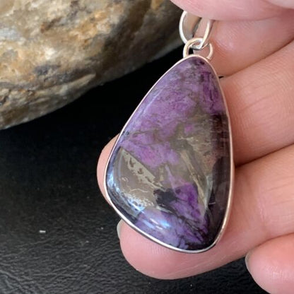 Navajo Pearls Purple Sugilite Pendant | Sterling Silver | 1.50" | Authentic Native American Handmade | 10927