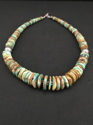 Navajo Graduated Turquoise Necklace | Sterling Silver | Authentic Native American | 21" | 1242