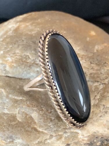 Native American Old Pawn Navajo Black Onyx Ring | Sterling Silver | Sz 6 | 11949