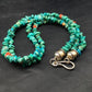 Navajo Blue Turquoise Nugget Bead Necklace | 2 Strand | Sterling Silver | 17" | Authentic Native American Handmade | 4490