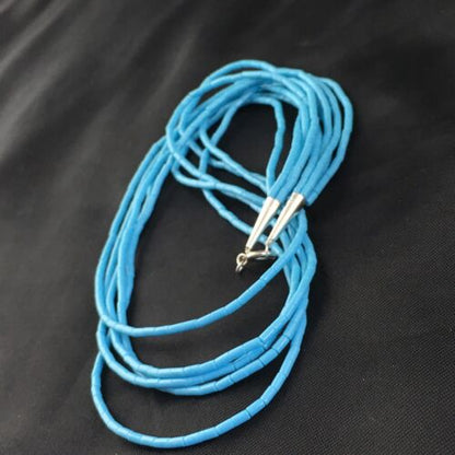 Southwestern Blue Turquoise Heishi 5-Strand Necklace | Sterling Silver | 17" | 10264