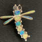 Zuni White Blue Opal Inlay Dragonfly Necklace Pin Pendant | Sterling Silver | 13683