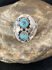 Navajo Kingman Turquoise Multi-Stone Ring | Authentic Native American Sterling Silver | Sz 11 | 14176
