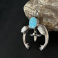 Navajo Blue Kingman Turquoise White Buffalo Naja Pendant | Sterling Silver | Authentic Native American Handmade | 14669