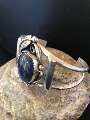 Native American Navajo Lapis Bracelet | Sterling Silver | J Platero | Authentic Handmade | 8040