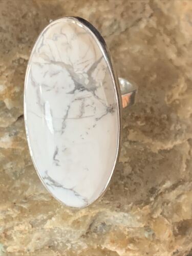 Southwestern Women's Navajo White Howlite Ring | Sterling Silver | Sz 9.5 | 11609