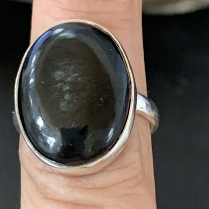 Southwestern Navajo Handmade Sterling Silver Black Onyx Ring | Sz 7.5 | 11620