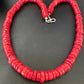 Native American Navajo Red Coral Bead Necklace | Sterling Silver | Authentic Handmade | 20" | 11873