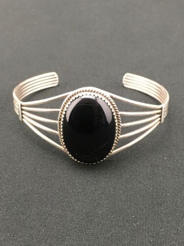 Native American Men's Black Onyx Cuff Bracelet | Navajo Sterling Silver | 4729