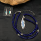 Native American Lapis Opal Pendant Necklace & Earring Set | Sterling Silver | 21" | Navajo Handmade