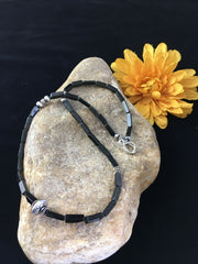 Native American Navajo Black Onyx Bead Necklace | 18" | Authentic Handmade | 10003