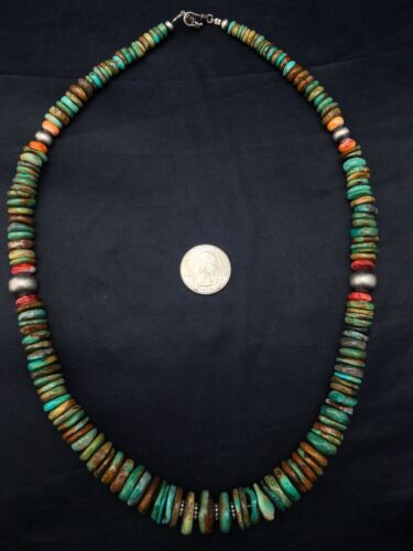 Authentic Navajo Turquoise Graduated Necklace | Sterling Silver | 23" | Native American Jewelry | 4363