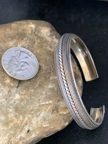 Navajo Stamped Cuff Bracelet | Old Pawn Sterling Silver | Authentic Native American Handmade | 14190