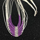 Native American Sugilite Heishi Tubes Necklace | 10 Strand Liquid Sterling Silver | 8558
