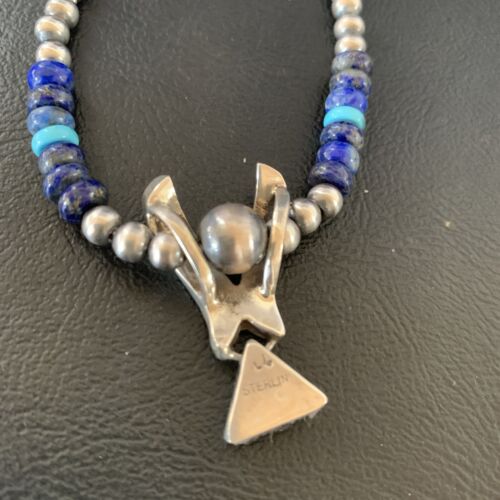 Navajo Men's Pendant | Blue Lapis Turquoise Opal Inlay | Sterling Silver Necklace | 22" | 13357