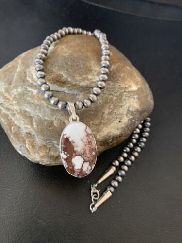 Men's Navajo Wild Horse Turquoise Pendant Necklace | Sterling Silver | Authentic Native American Handmade | 12818