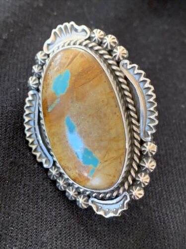 Navajo Blue Boulder Turquoise Ring | Sterling Silver | Sz 7 | Authentic Native American Handmade | 748