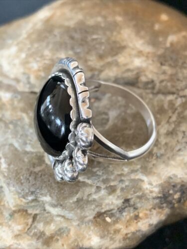 Native American Men's Navajo Black Onyx Ring | Sterling Silver | Sz 9 | Authentic Handmade | 1080