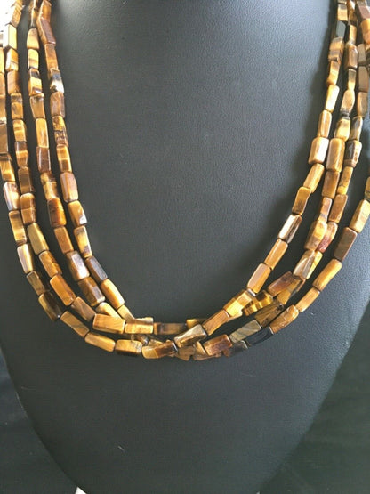 Navajo Tigers Eye Spiny Multi-Color Turquoise Sterling Necklace 19" | Handmade Jewelry | 1789