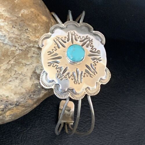 Navajo Turquoise Cuff Bracelet | Sterling Silver | Authentic Native American Handmade | 1219 H Joe