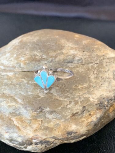 Southwestern Old Pawn Navajo Blue Turquoise Ring | Sterling Silver | Sz 8 | 10784