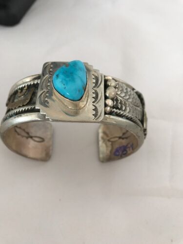 Navajo Turquoise 12K Gold Filled Bracelet | Sterling Silver | Authentic Native American Handmade | 8290 - Masha USA