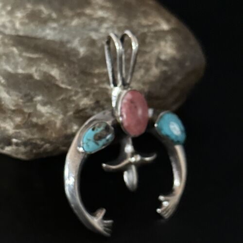 Navajo Blue Turquoise Purple Spiny Naja Pendant | Sterling Silver | Authentic Native American Handmade | 14672