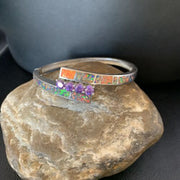 Southwestern Navajo Orange Opal Amethyst Bracelet | Sterling Silver | 7" | 13124