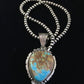 Navajo Kingman Blue Turquoise Pendant Necklace | Sterling Silver Pearls | Authentic Native American Handmade | 10093
