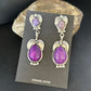 Navajo Purple Sugilite Dangle Earrings | Sterling Silver | 2" | Authentic Native American Handmade | 14404