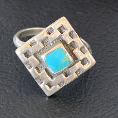 Navajo Blue Spiderweb Turquoise Inlay Ring | Sz 6.5 | Sterling Silver | Authentic Native American Handmade | 13172